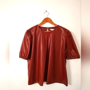 Maroon Faux leather top NWT  sz XL